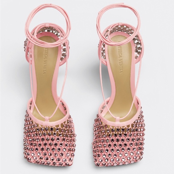 BOTTEGA VENETA Stretch Sandal Camellia Pink sz 38 1950$ - Picture 5 of 12